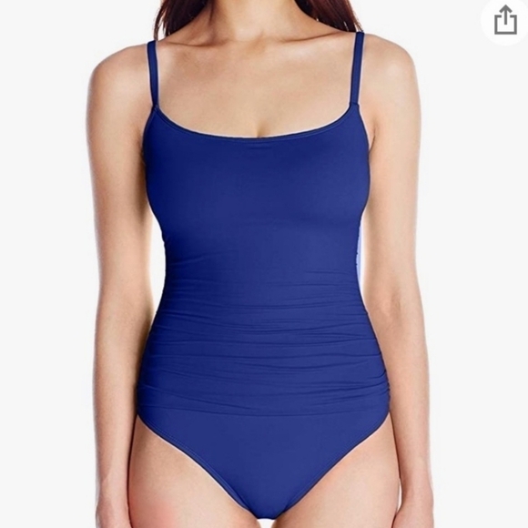 La Blanca Other - NEW La Blanca Island Goddess Blue Ruched One-Piece Swimsuit